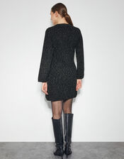 Saskia Sparkle Knit Mini Dress, Black (BLACK), large