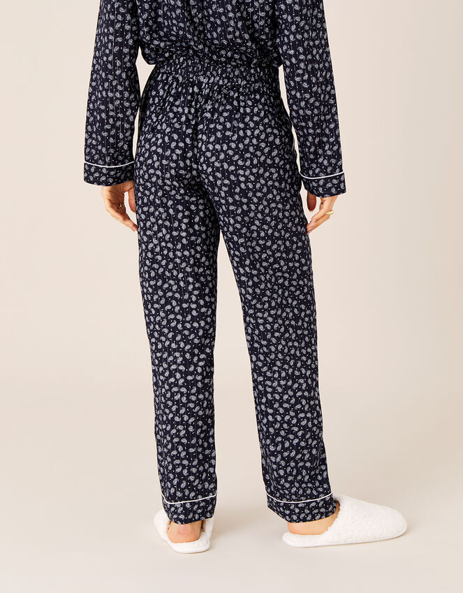 Paisley and Pinstripe Pyjama Bottoms, Blue (NAVY), large