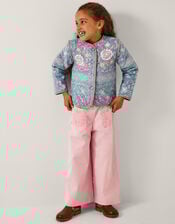 Embroidered Paisley Quilted Jacket, Blue (BLUE), large