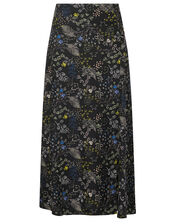 Printed Midi Skirt, Black (BLACK), large