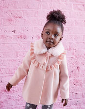 Baby Frill and Bow Coat, Pink (PALE PINK), large