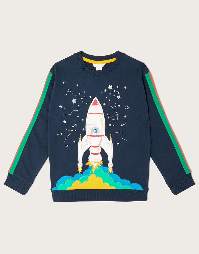 Space Rocket Sweater, Blue (NAVY), large