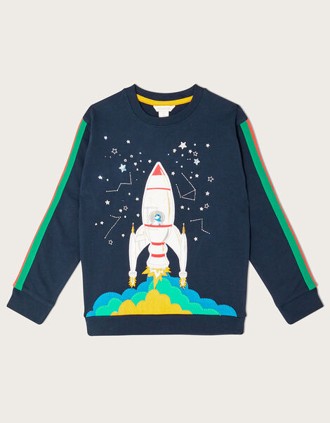 Space Rocket Sweater, Blue (NAVY), large