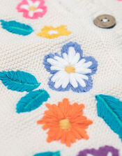 Frugi Connie Floral Embroidered Knit Waistcoat, Multi (MULTI), large