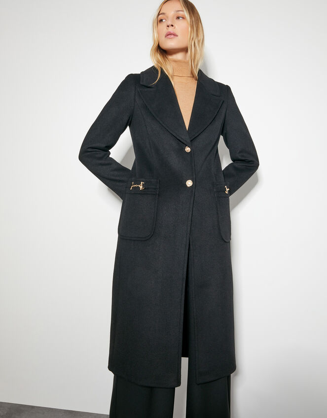 Fleur Military Longline Coat Black Women's Coats Monsoon US.