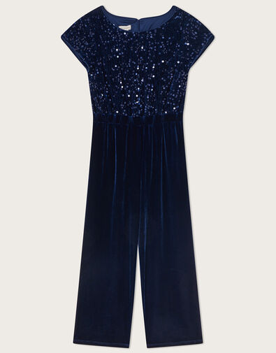 Velvet Sequin Jumpsuit, Blue (NAVY), large