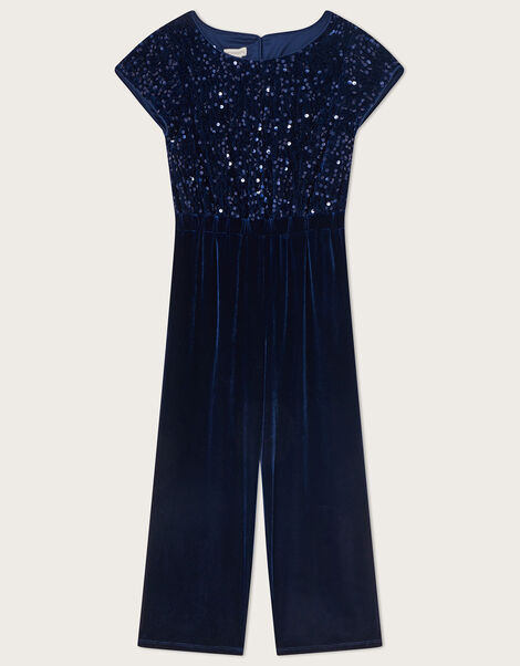 Velvet Sequin Jumpsuit, Blue (NAVY), large