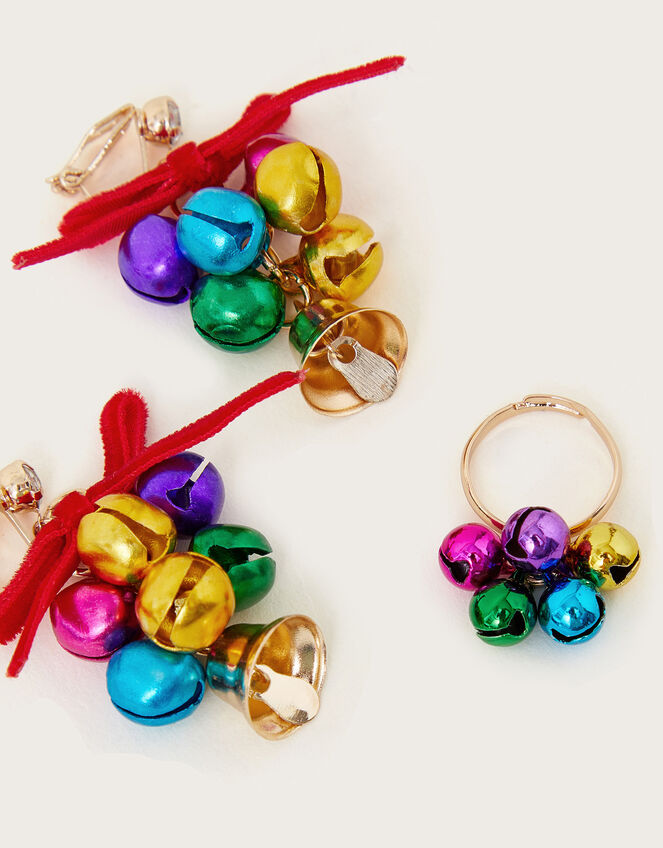 Jingle Bells Clip-On Earrings and Ring Set, , large