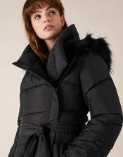Patsy Long Padded Coat in Recycled Fabric, Black (BLACK), large