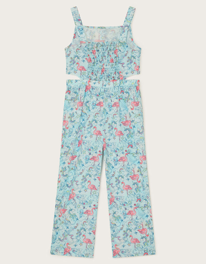 Flamingo Unicorn Cut-Out Jumpsuit, Blue (TURQUOISE), large