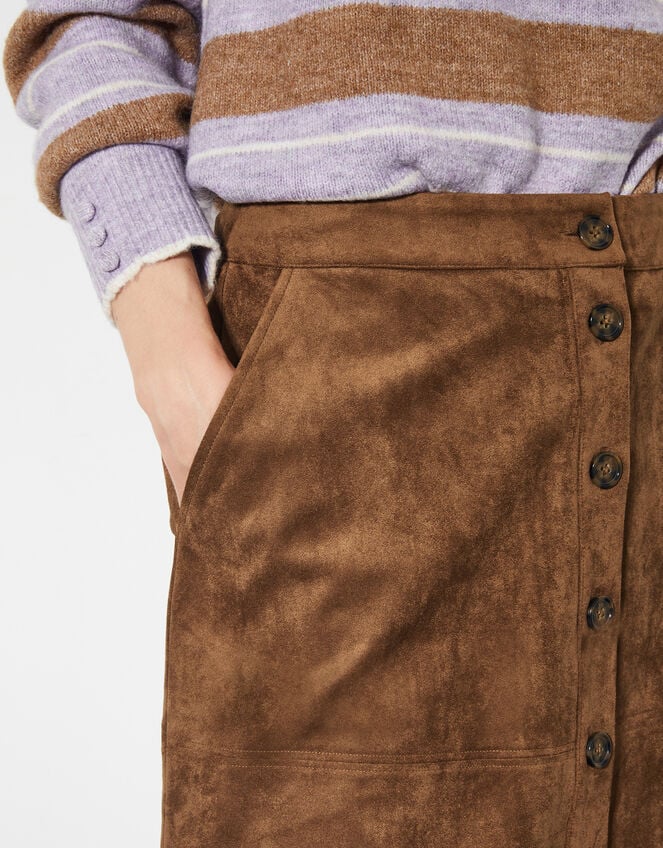 Amber Suedette Pencil Skirt, Brown (BROWN), large