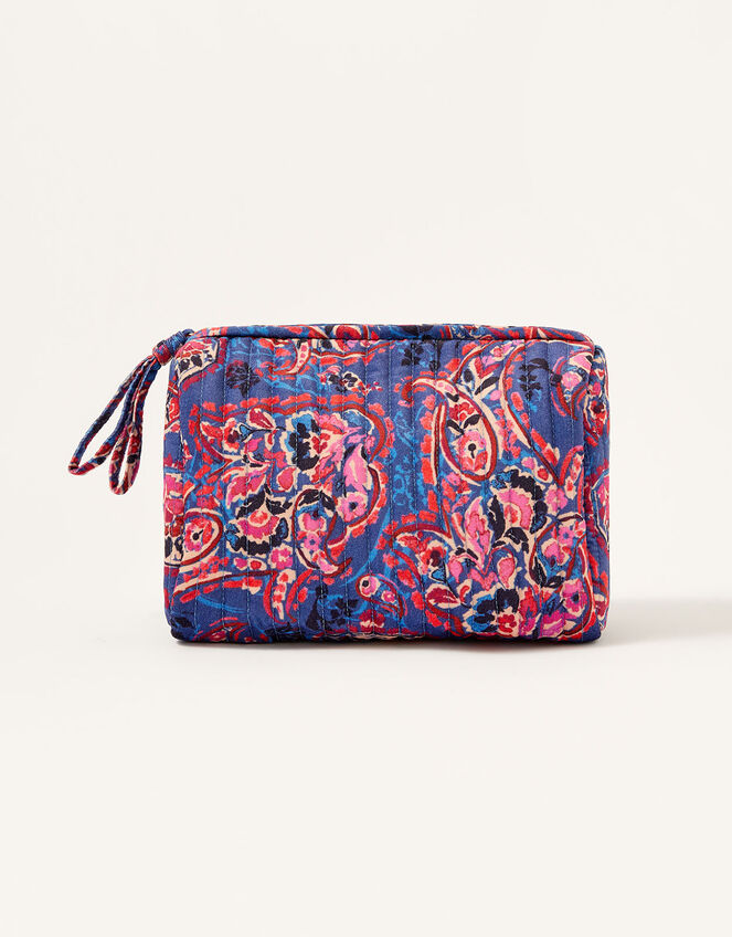 Paisley Print Quilted Makeup Bag, , large
