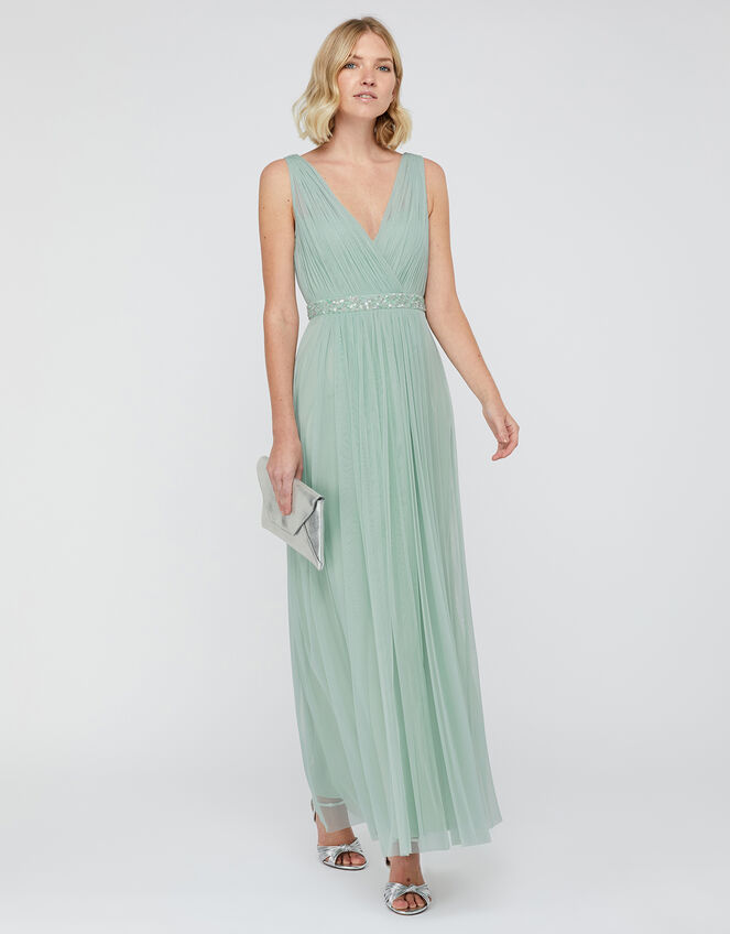 Elyse Sequin Waist Maxi Dress, Green (GREEN), large