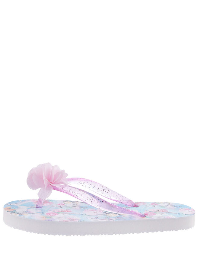 Unicorn Floral Flip Flops , Blue (BLUE), large