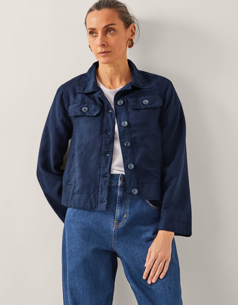 Lenny Cropped Jacket, Blue (NAVY), large