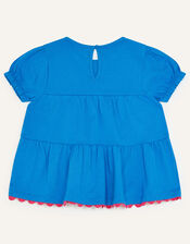 Tiered Rainbow Detail Short Sleeve T-Shirt, Blue (BLUE), large