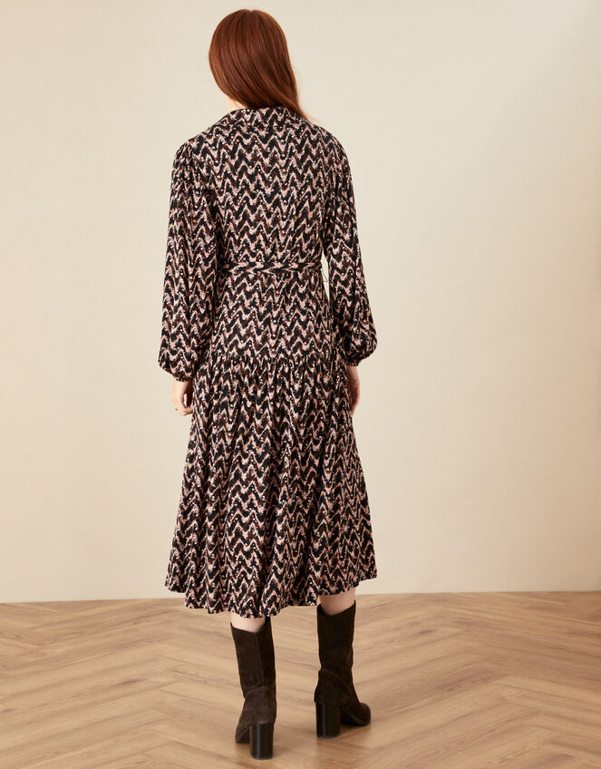 Collared Jersey Shirt Dress, Black (BLACK), large
