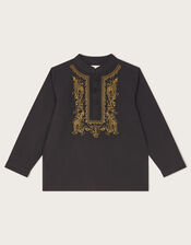 Embroidered Kurta , Black (BLACK), large