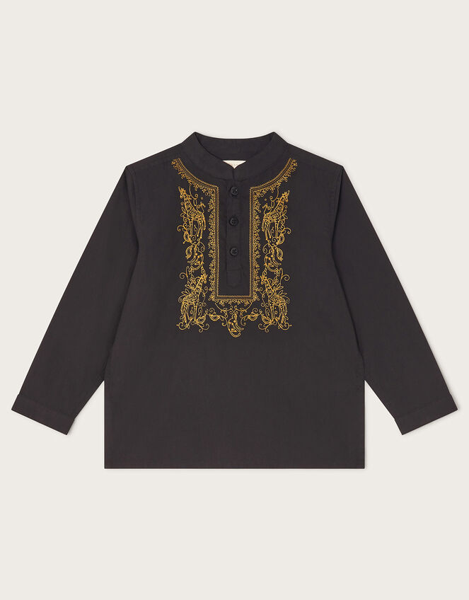 Embroidered Kurta , Black (BLACK), large