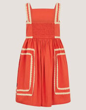 Monsoon x Charlie Taylor Palm Embroidered Dress, Orange (ORANGE), large