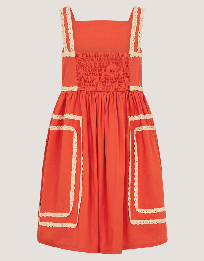 Monsoon x Charlie Taylor Palm Embroidered Dress, Orange (ORANGE), large