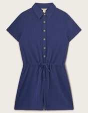 Button-Through Shirt Playsuit, Blue (BLUE), large