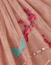 Baby Christmas Scene Tulle Disco Dress, Pink (PINK), large