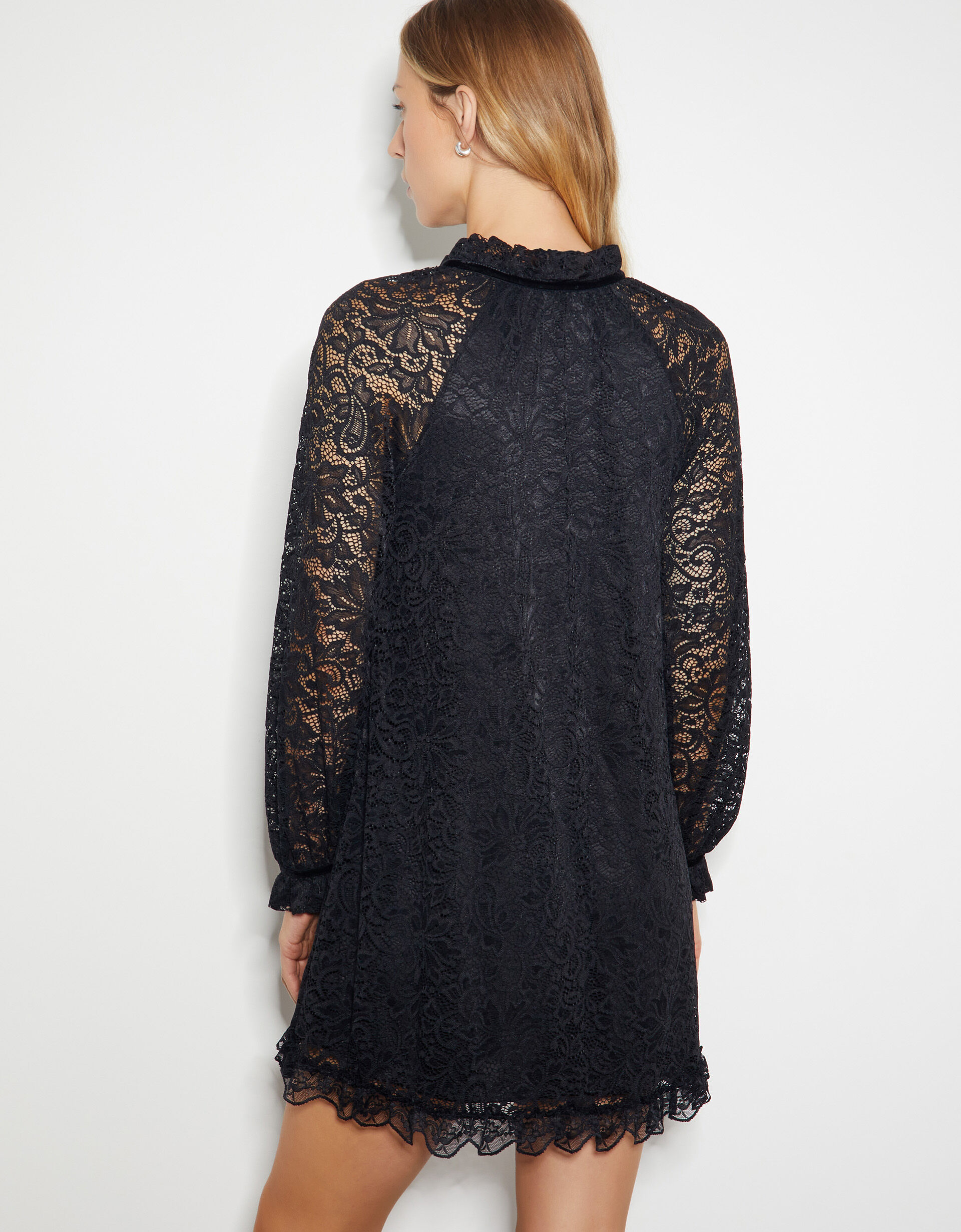 Lulu Long Sleeve Lace Mini Dress Black