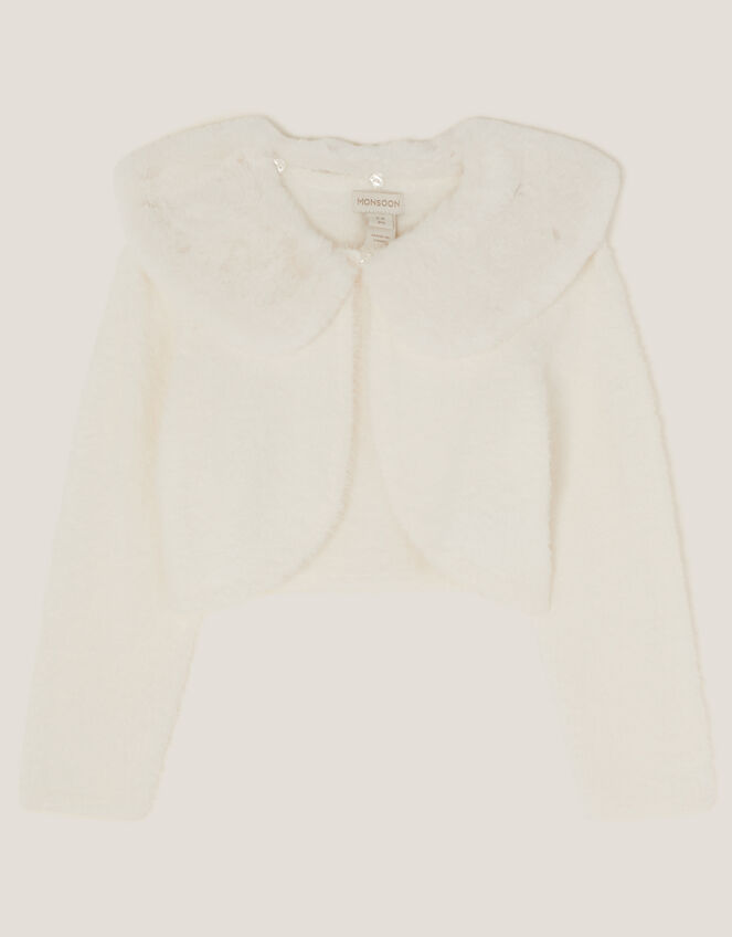 Detachable Collar Fuzzy Cardigan, Ivory (IVORY), large