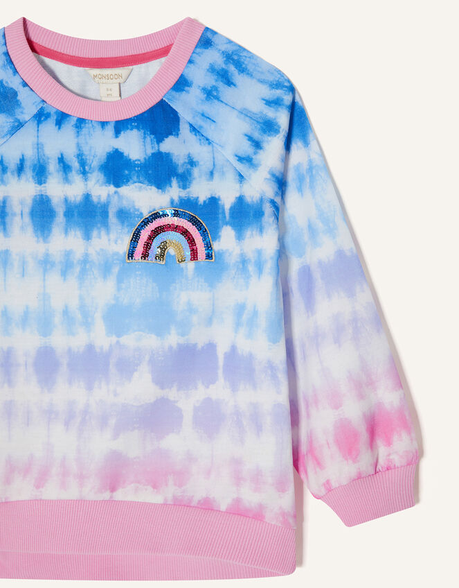 Tie Dye Rainbow Sweatshirt, Blue (BLUE), large