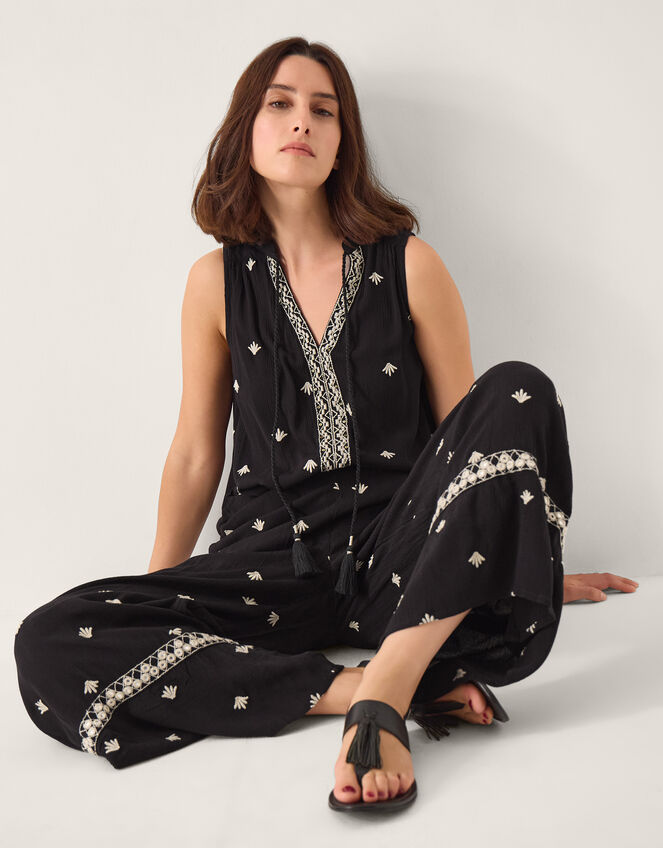Samara Embroidered Tank Top, Black (BLACK), large