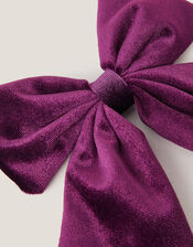 Luxe Velvet Bow Hair Clip, Purple (PURPLE), large