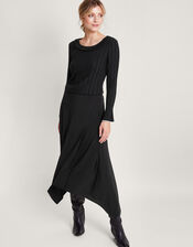 Smart Ribbed Frill Jumper, Black (BLACK), large