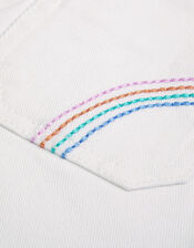 Rainbow Denim Shorts, White (WHITE), large