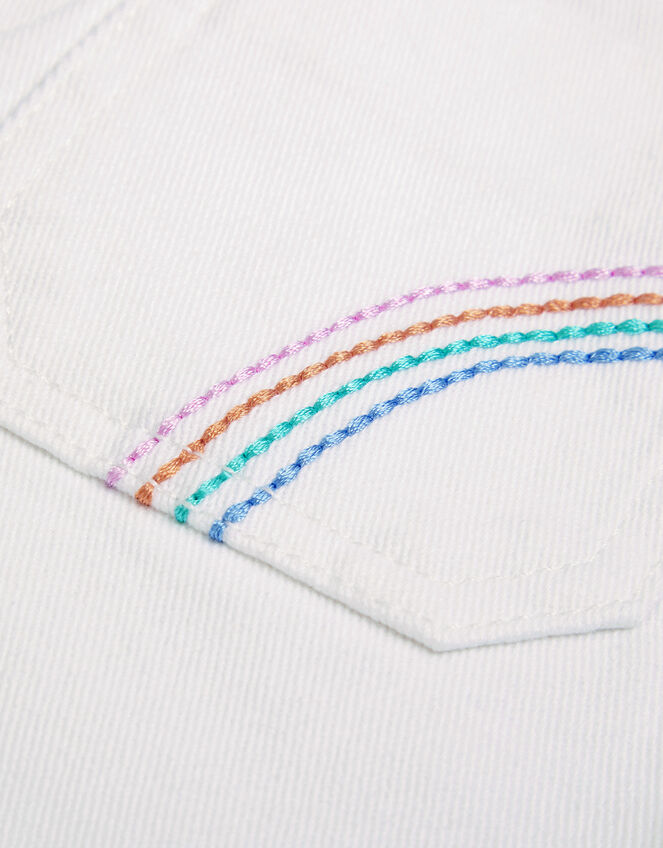 Rainbow Denim Shorts, White (WHITE), large
