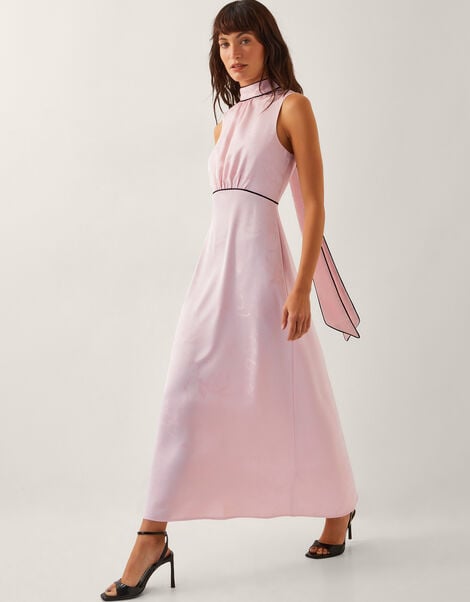 Maeve Sleeveless Satin Midi Dress, Pink (PINK), large