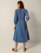 Alison V-Neck Denim Midi Dress, Blue (MID AUTHENTIC BLUE), large