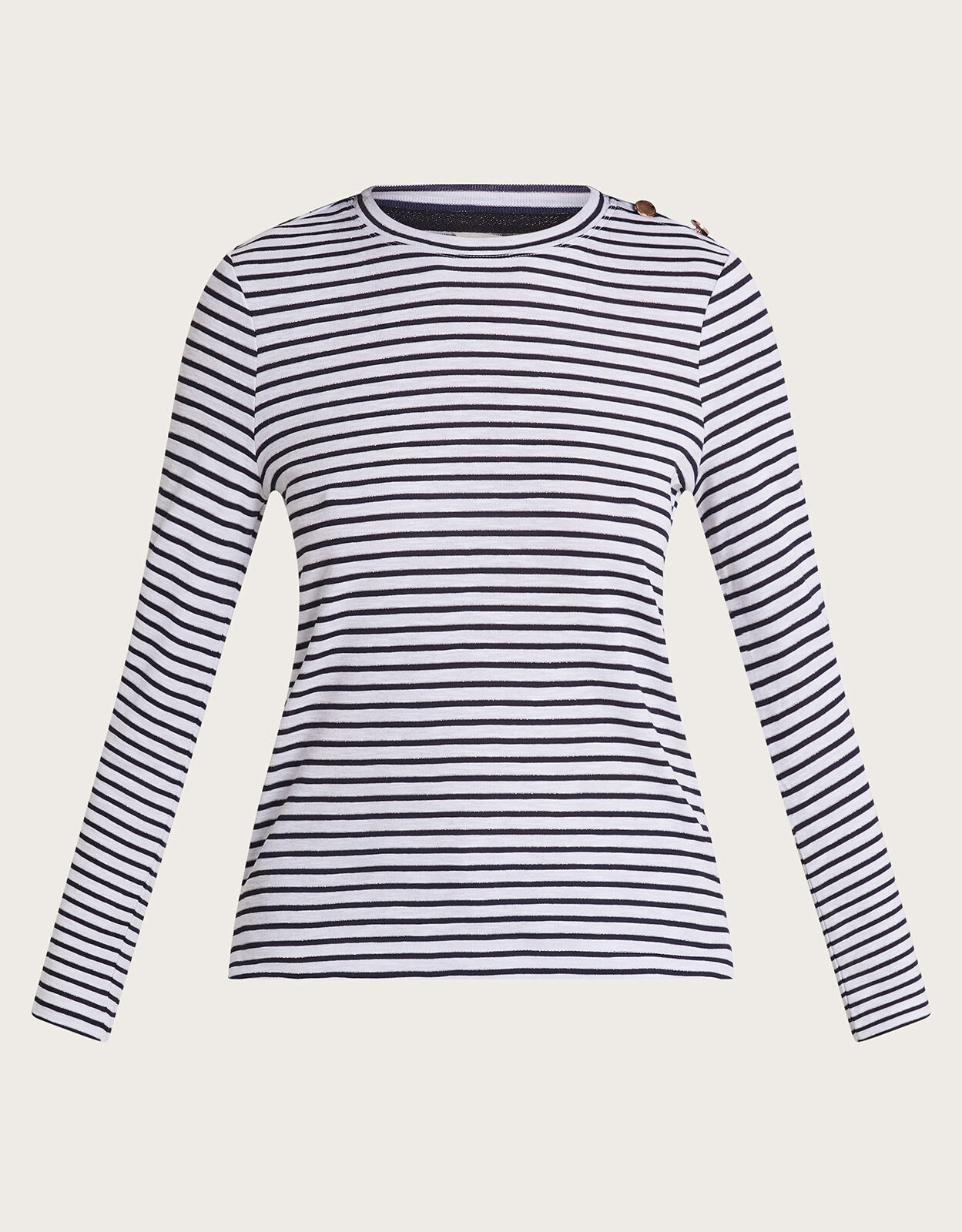 Saskia Metallic Stripe Top Ivory