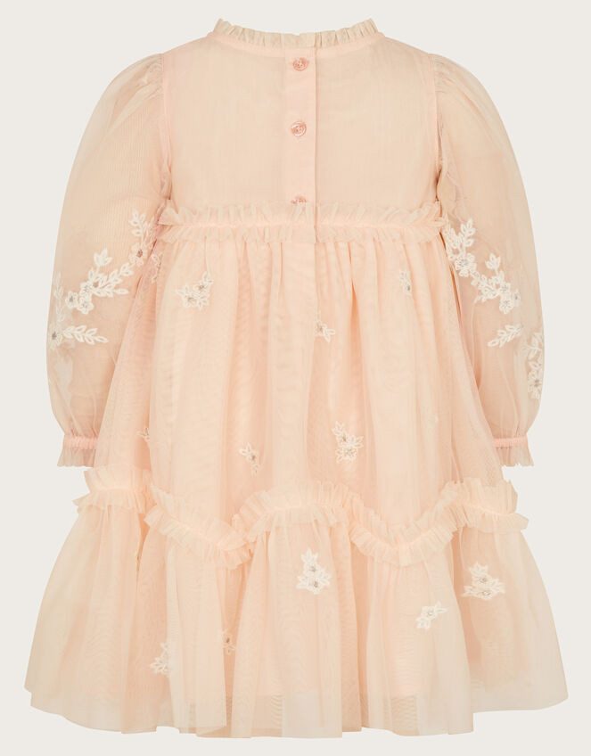 Baby Elena Embroidered Tulle Dress, Pink (PALE PINK), large
