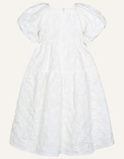 Boutique Texture Puff Sleeve Dress, White (WHITE), large