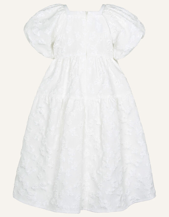 Boutique Texture Puff Sleeve Dress, White (WHITE), large