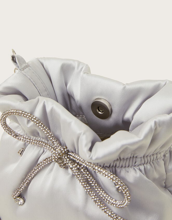 Bejewelled Satin Pouch Bag, , large