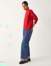 Bray Asymmetrical Button Knit Jumper, Red (RED), large