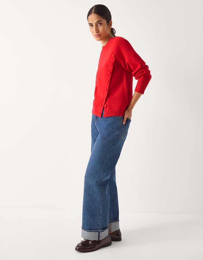Bray Asymmetrical Button Knit Jumper, Red (RED), large