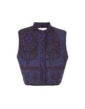 Antik Batik Tamari Paisley Jacquard Quilted Waistcoat, Blue (NAVY), large