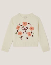 Floral Embroidered Sweater, Ivory (IVORY), large