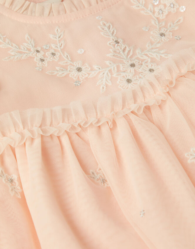Baby Elena Embroidered Tulle Dress, Pink (PALE PINK), large