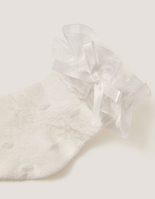 Baby Bow Frilly Socks, White (WHITE), large