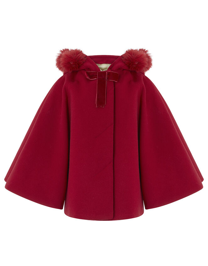 Baby Pom-Pom Cape, Red (RED), large