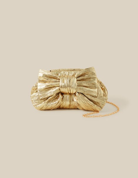 Oversized Bow Metallic Bag, , large
